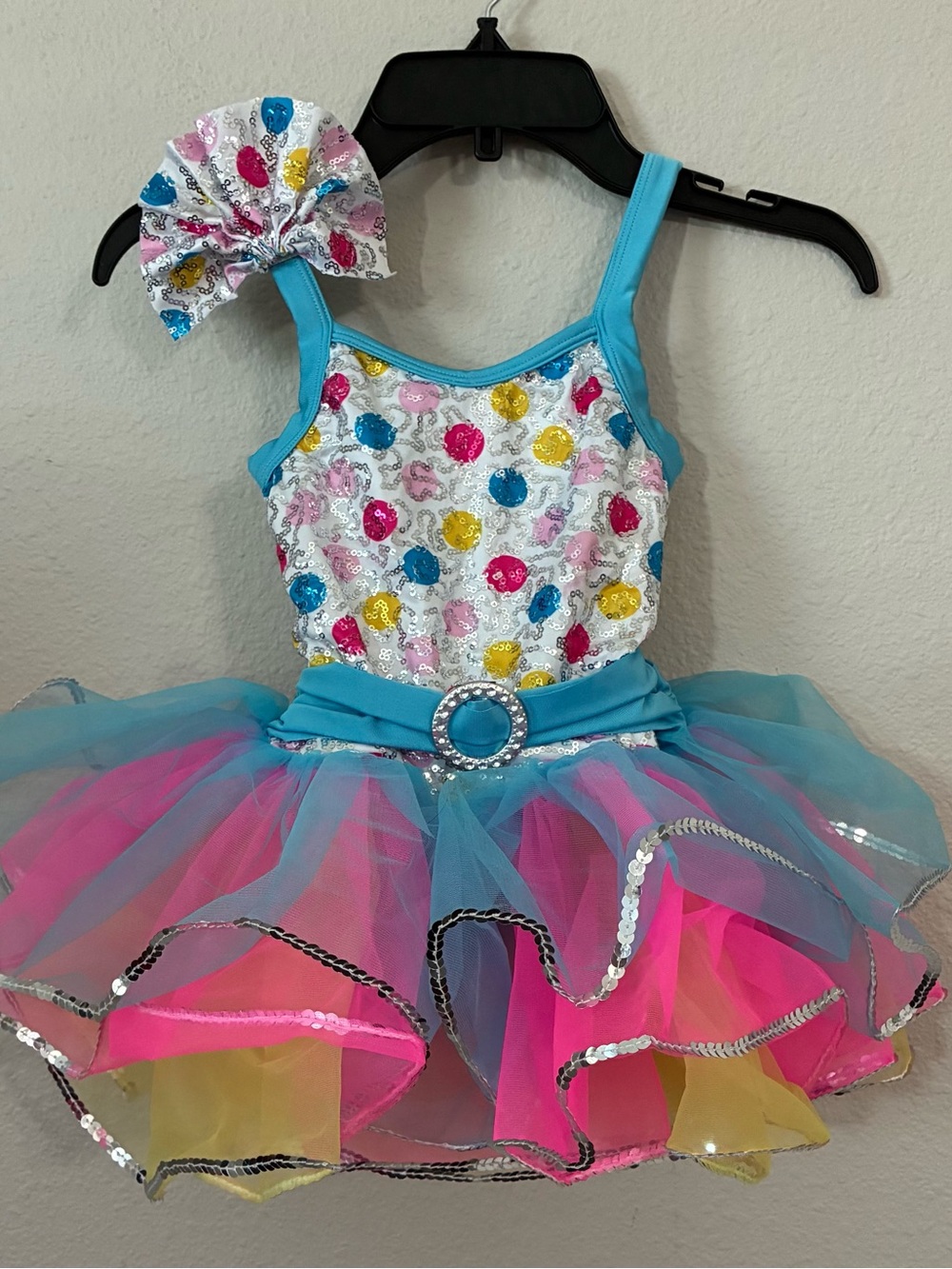 Laylas Sparkle Polka Dot Tulle Tutus Dress - Turquoise / Pink